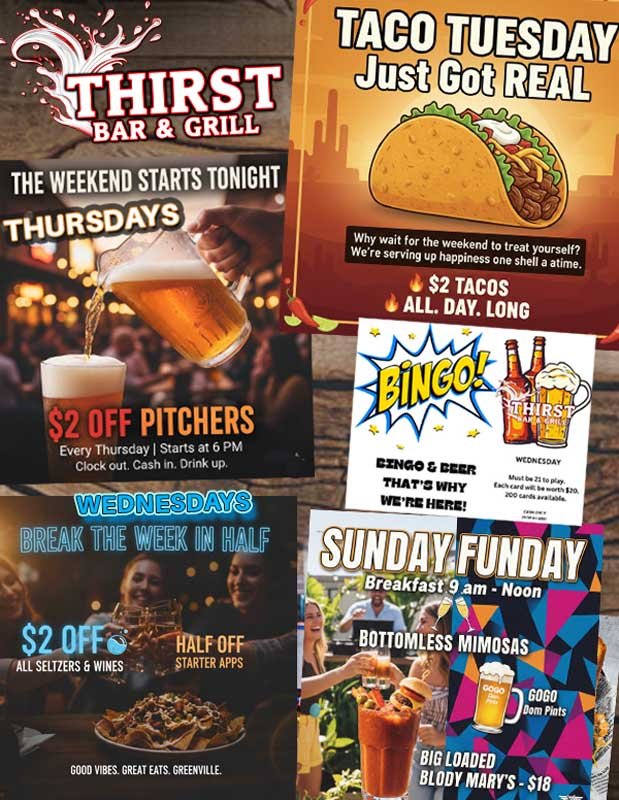 Thirst Bar and Grill Specials