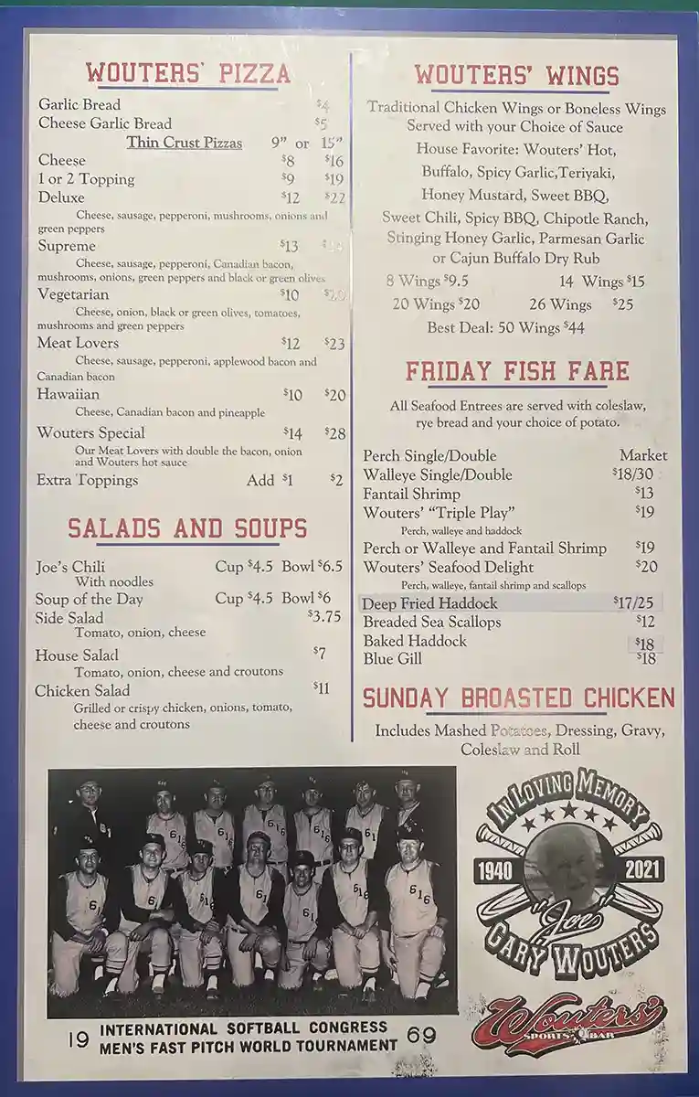 Wouter's Sports Bar Menu page 2